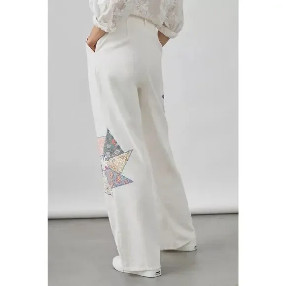 New Anthropologie x Forever That Girl Quilted Patchwork Trousers Size XL - Picture 4 of 11